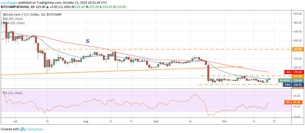 График цены Bitcoin Cash 2 - 22 октября 2019