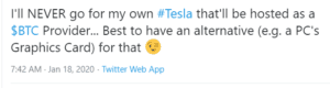 tesla car as BTC node