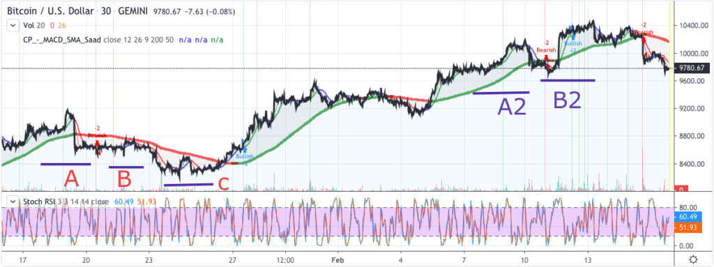 Bitcoin price chart - 16 Feb 2020