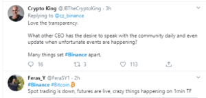 binance went down