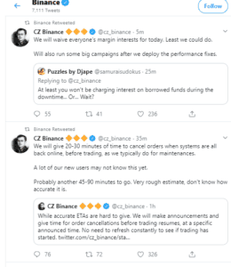 binance went down