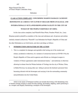 20T Coronavirus lawsuit against China