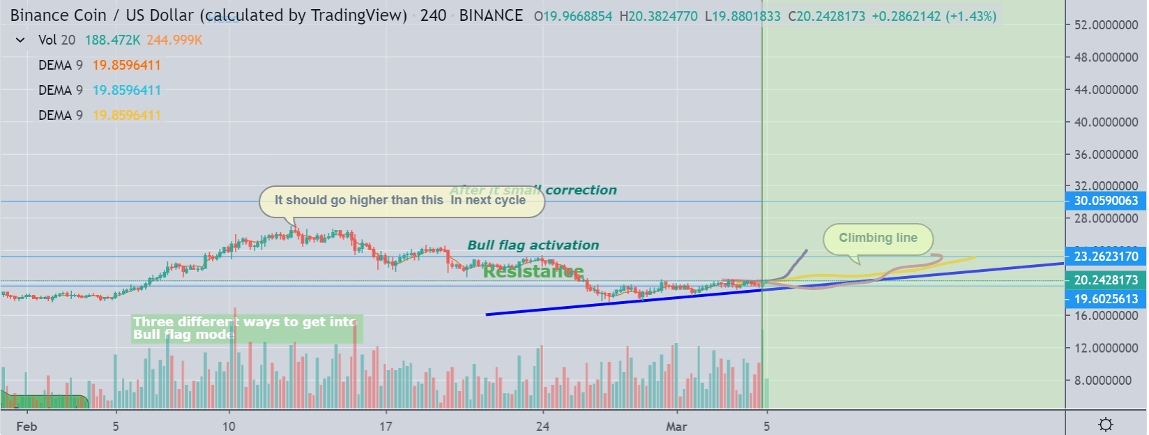 Graphique de prix mis en avant du Binance Coin