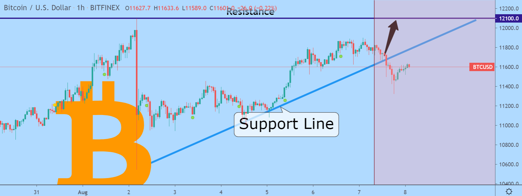 مخطط سعر Bitcoin من 2 إلى 7 أغسطس