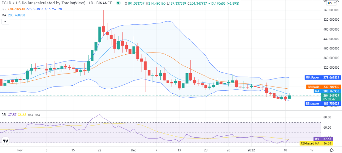 Elrond price analysis: EGLD price recovers to $204, gaining 7.4 percent overnight 1