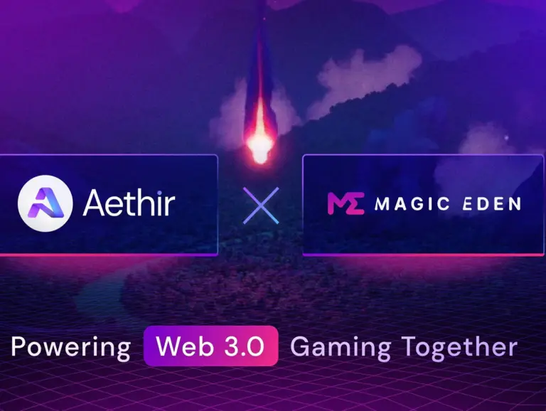 Imagen de la asociación entre Aethir y Magic Eden tomada de la cuenta oficial X de Aethir.