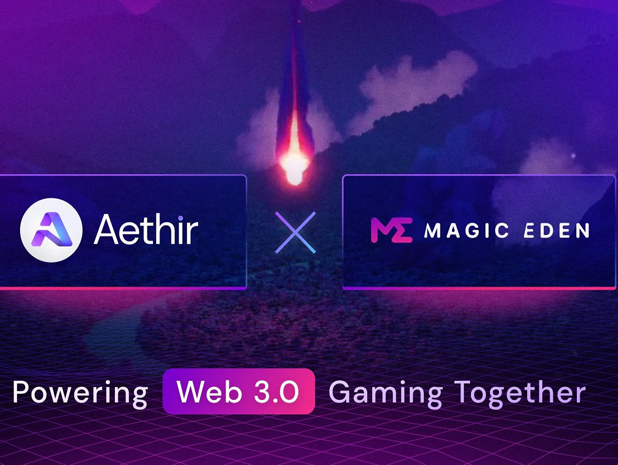 Imagen de la asociación entre Aethir y Magic Eden tomada de la cuenta oficial X de Aethir.