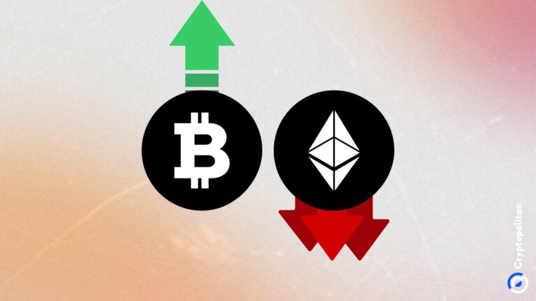O domínio Bitcoin atinge 59,75%, enquanto o ETH/BTC cai abaixo do suporte chave