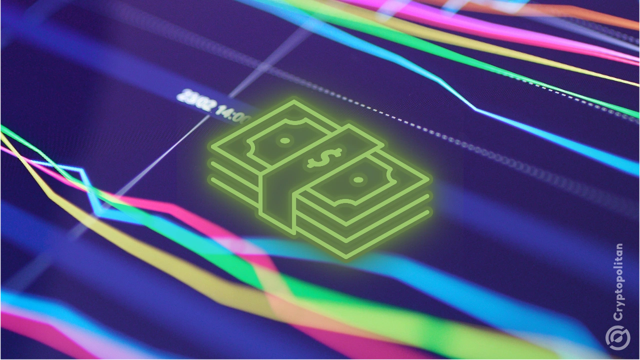 万華鏡の背景に描かれた cash のグラフィック。 Bitcoin