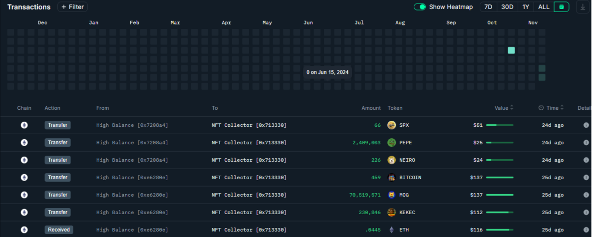Die Ethereum Wallet von Hailey Welch enthält hauptsächlich Vanity-Token, die von anderen Adressen mit hohem Guthaben gesendet wurden. Die Wallet enthält außerdem ein NFT aus der 1984 Worldwide-Kollektion.