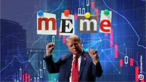 Image of Donald Trump with "MEME" written in the background