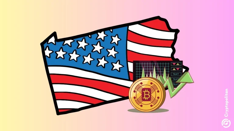 Image showing US flag and Bitcoin