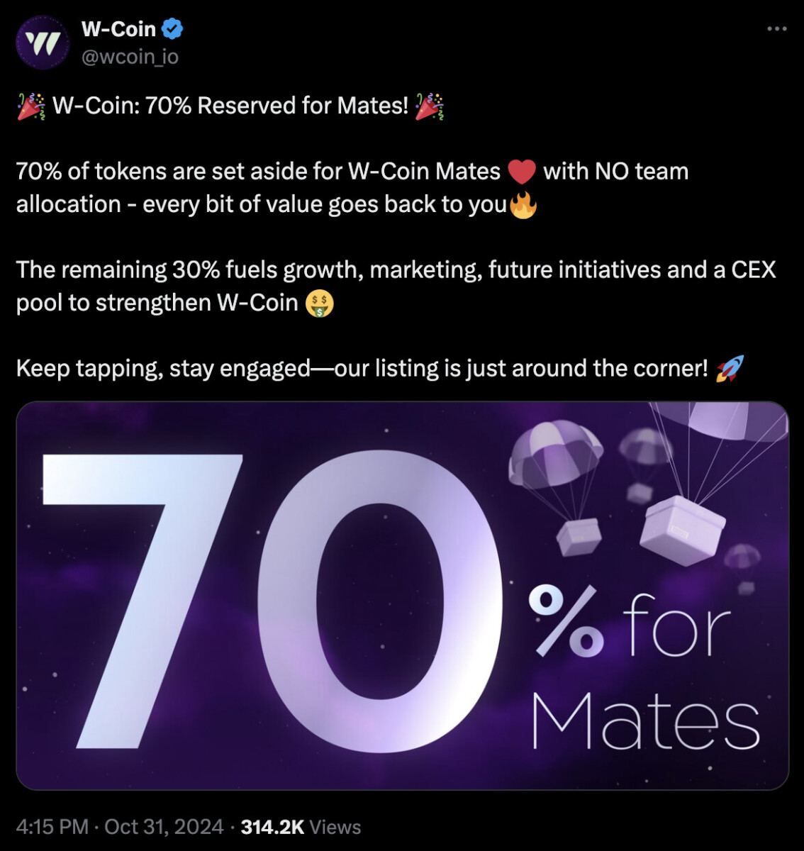 W-Coin riserva il 70% alla comunità dopo il lancio di Toncoin