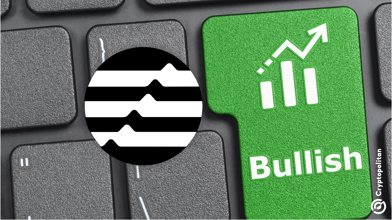 Graphique avec le logo d'Aptos et une touche montante sur un clavier