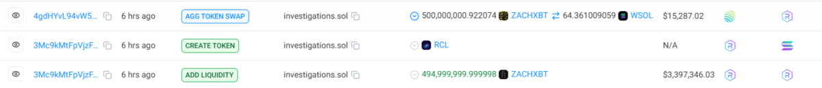 ZachXBT almost immediately liquidated the airdrop for more than $3.7M in WSOL.