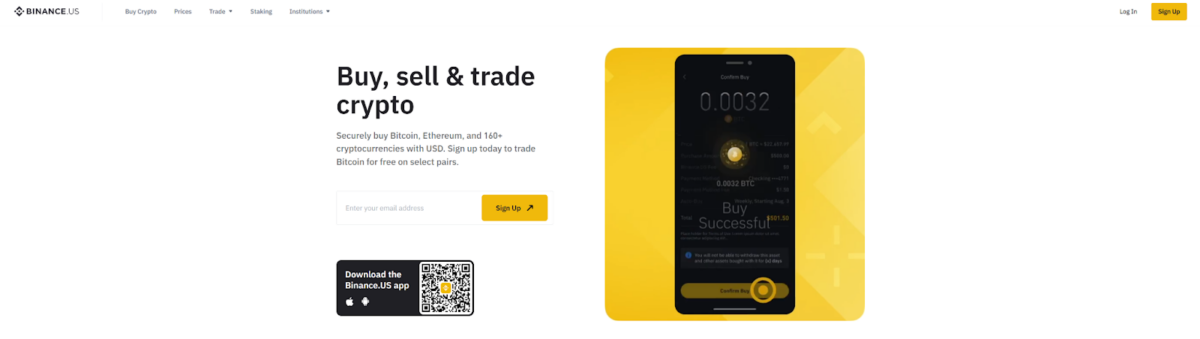Uno screenshot della homepage Binance , secondo classificato per le commissioni basse