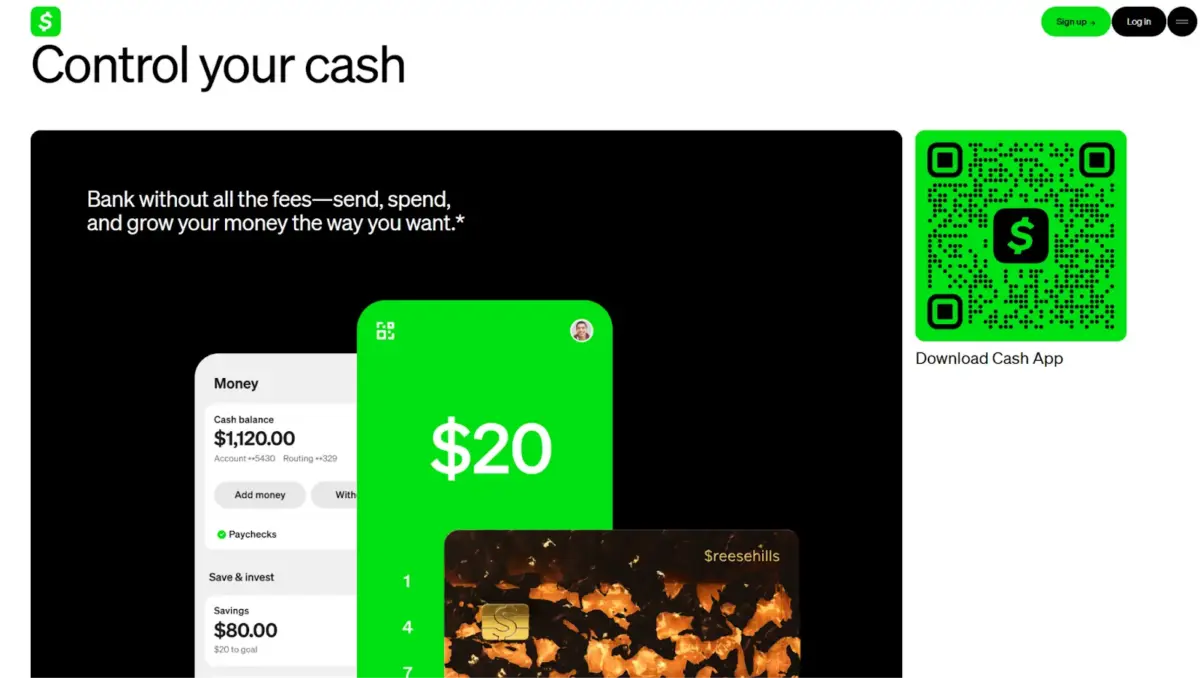 Home page di CashApp, una semplice app per acquistare Bitcoin