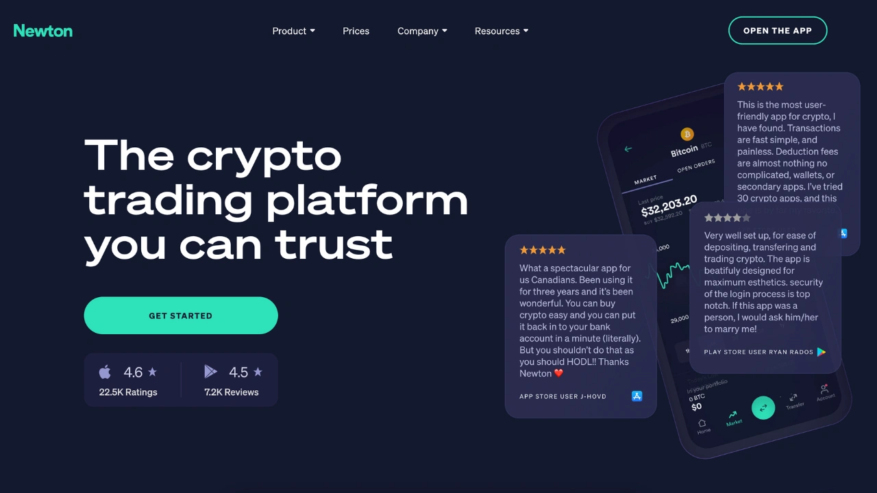 Sitio web de Newton Crypto.