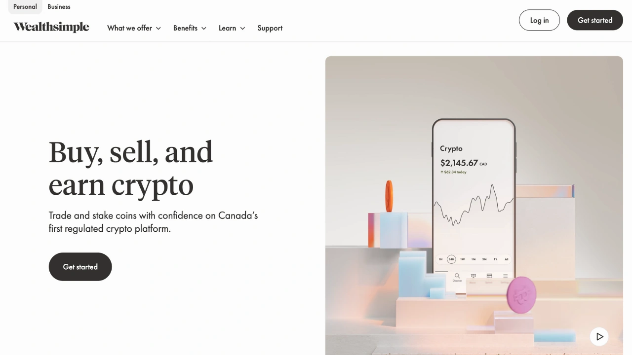 Sitio web de criptomonedas Wealthsimple.