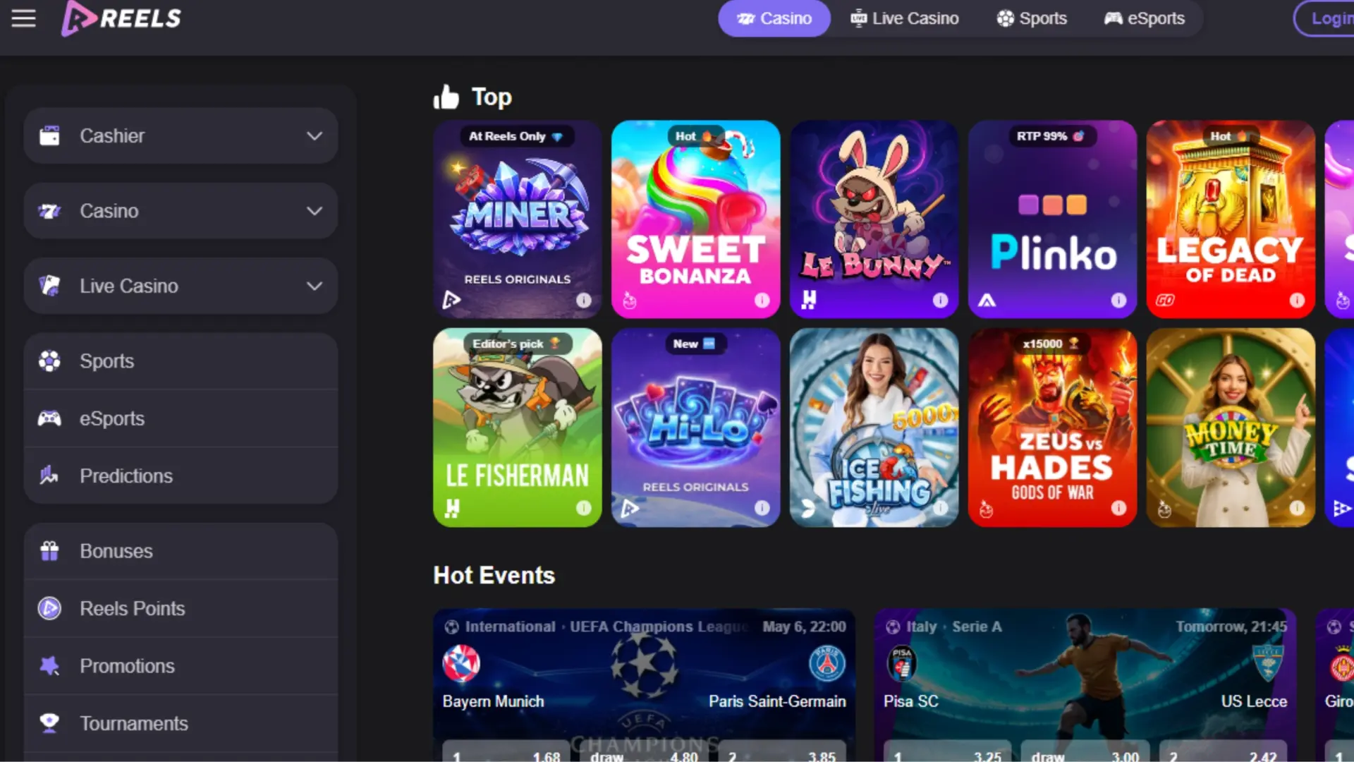 Reels.io dashboard