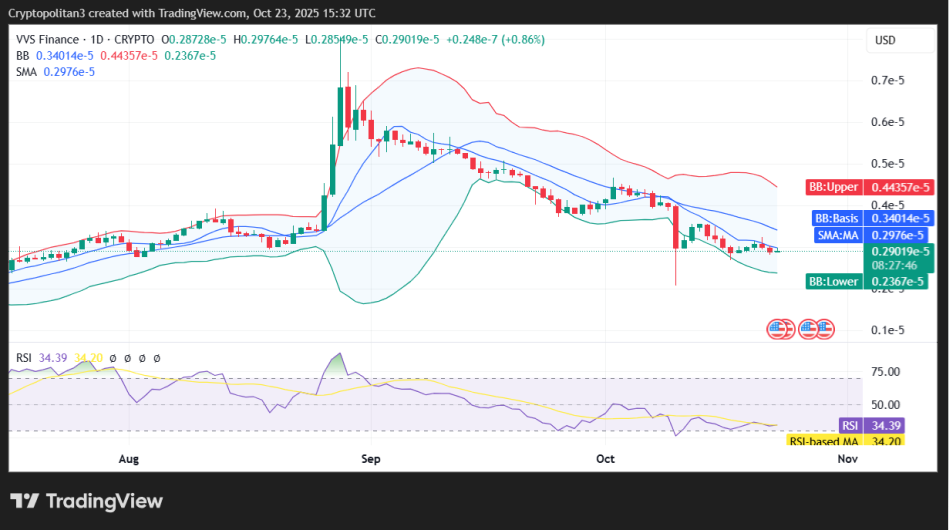 VVS/USD 1-day price chart.