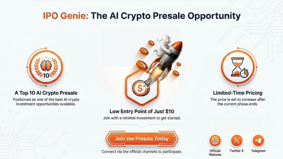 As pré-vendas mais promissoras de 2026: IPO Genie ($IPO) lidera o ranking  de projetos de criptomoedas com inteligência artificial - Cryptopolitan