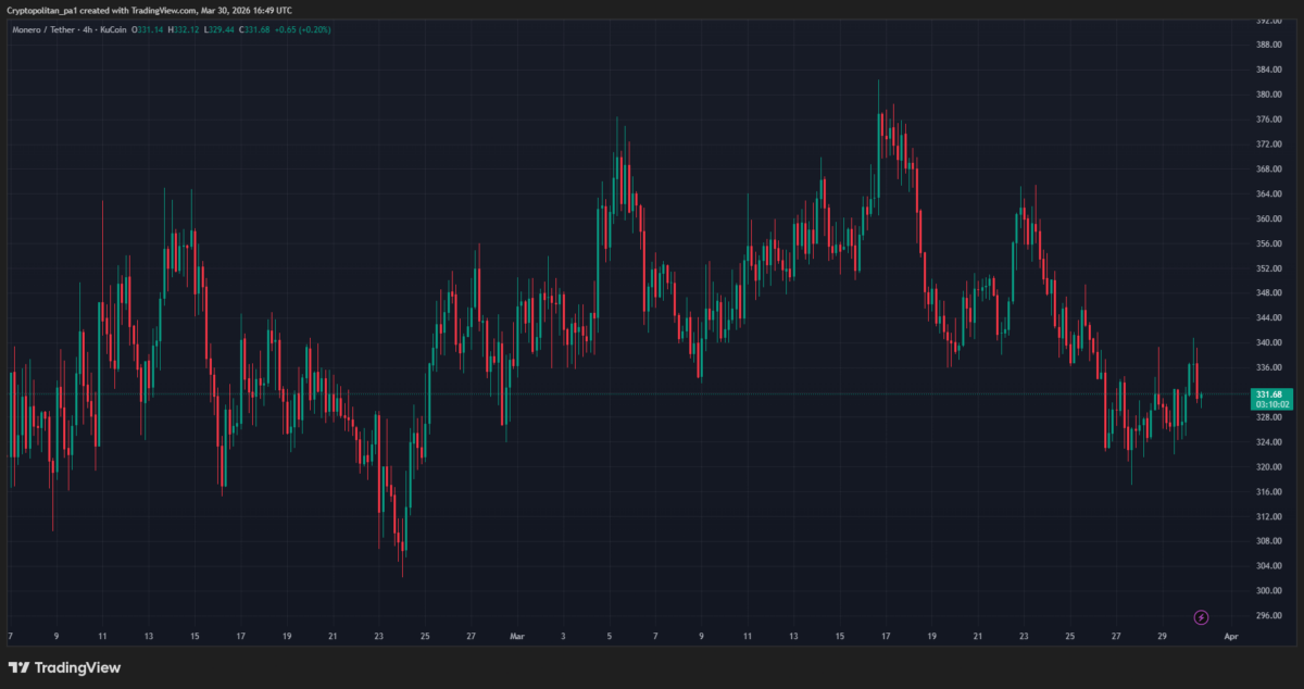 XMR/USDT price chart: TradingView