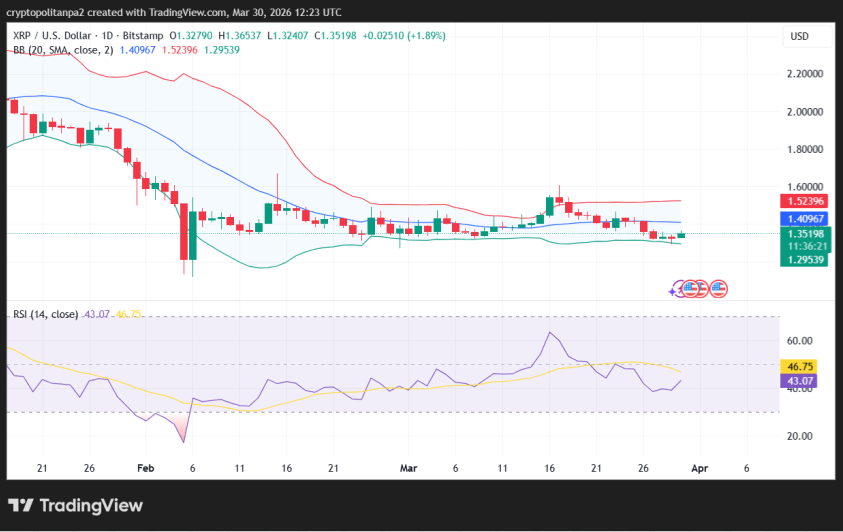 XRP/USD 1-day price chart.