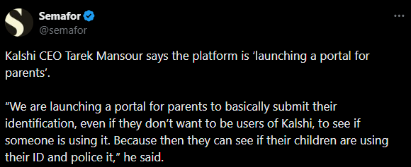 Kalshi CEO announces new parental portal for user verification