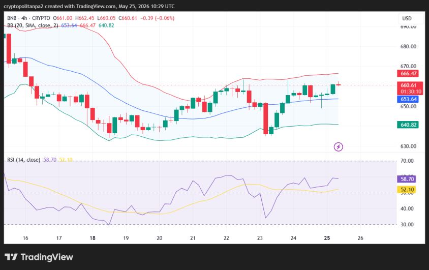 BNB/USD 4-hour price chart.