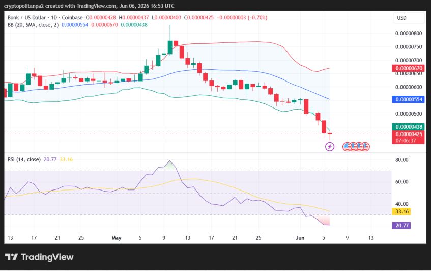 BONK/USD 1-Tages-Kursdiagramm.