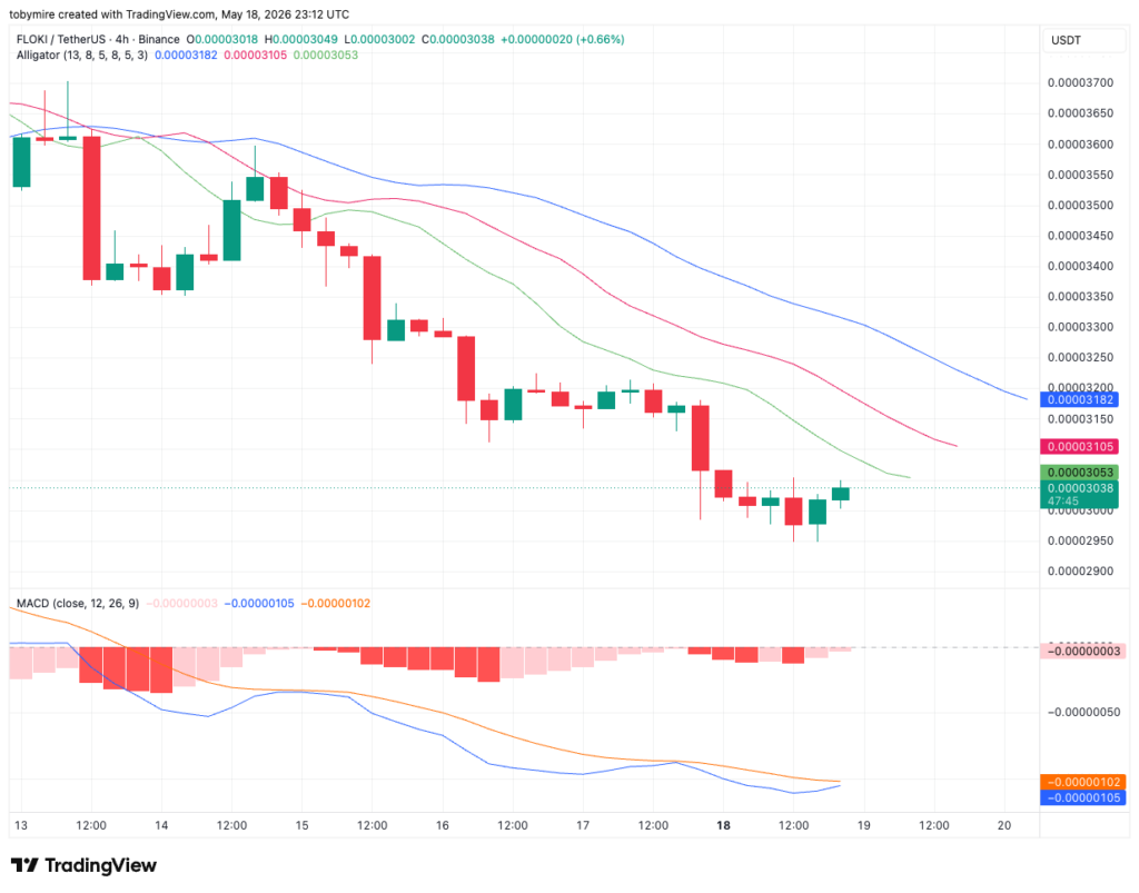 FLOKIUSDT 4-hour price chart by TradingView