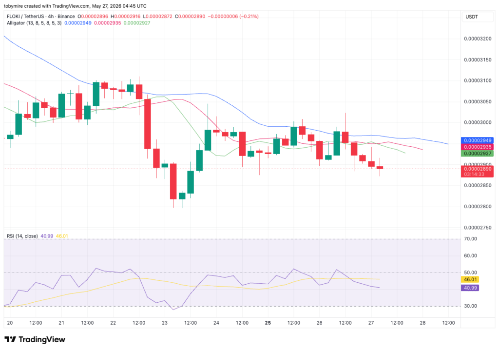 Gráfico de precios de 4 horas de FLOKIUSDT por TradingView