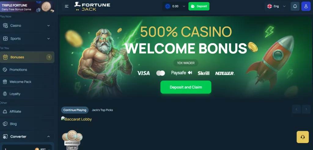 FortuneJack dashboard