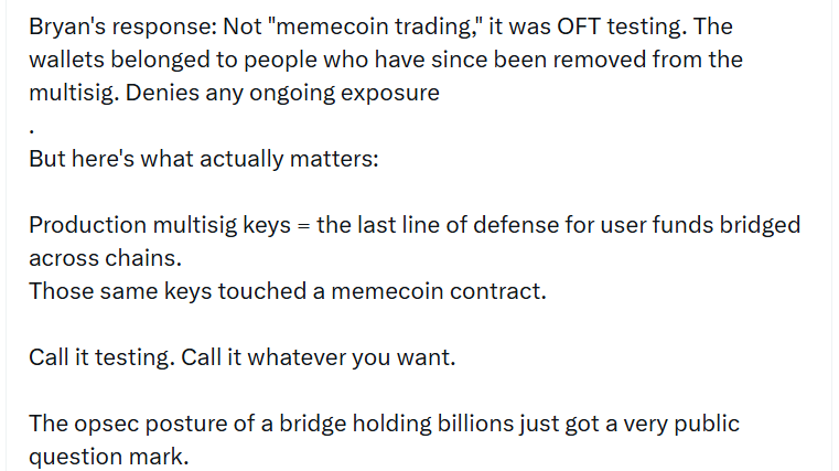LayerZero multisig keys caught trading McPepes memecoin