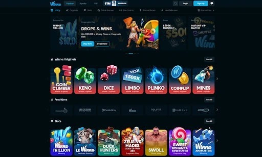 Winna casino dashboard