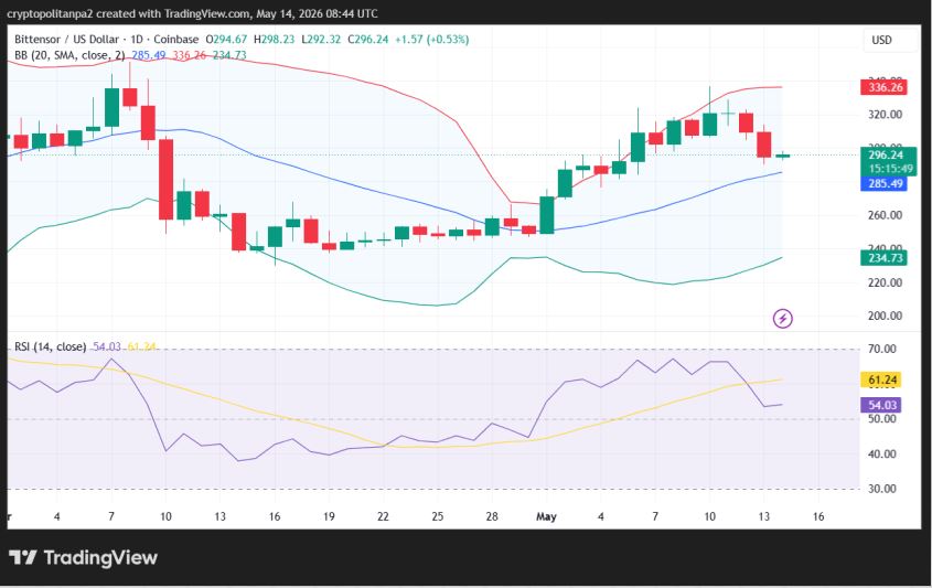 مخطط سعر TAO/USD ليوم واحد.