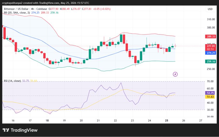 TAO/USD 4-hour price chart.