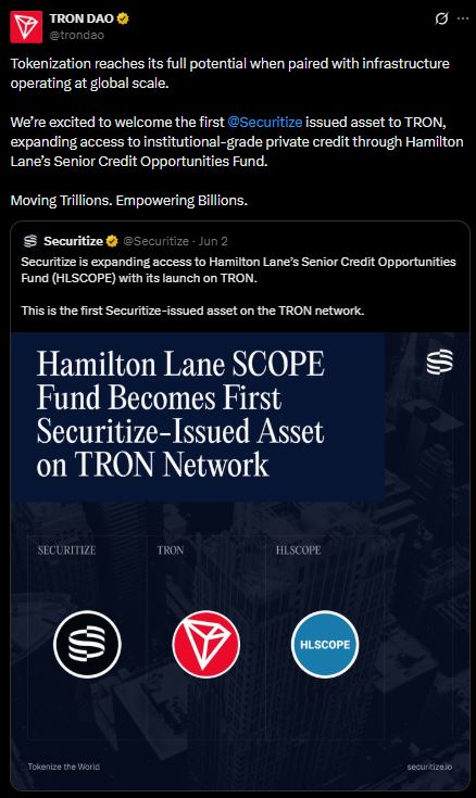 Securitize expands to TRON.