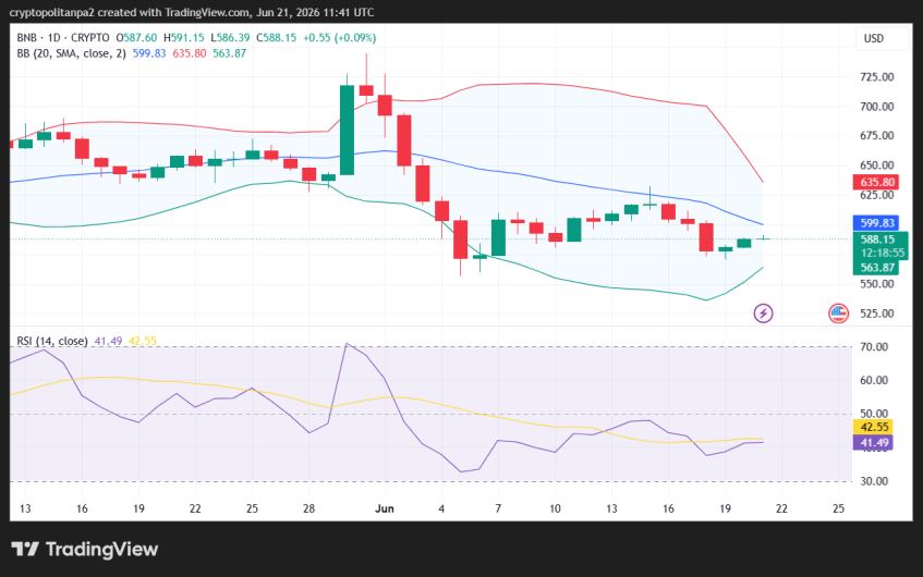 BNB/USD 1-day price chart.