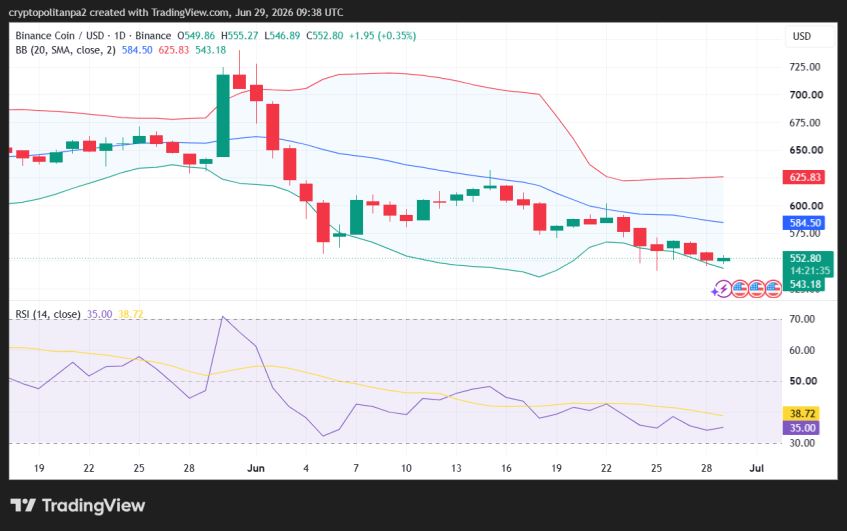 BNB/USD-Tageskursdiagramm.