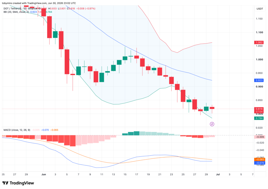 DOT/USDT 1-day price chart
