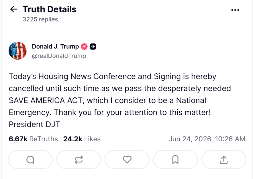 Trump declara que a assinatura do projeto de lei anti-CBDC está "cancelada"