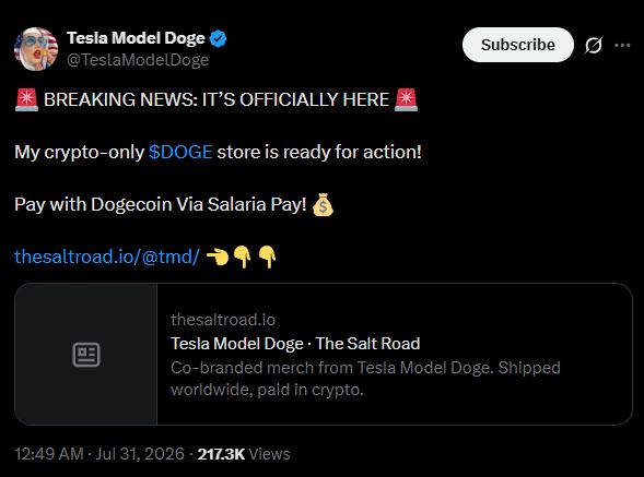 Community project launches store accepting Dogecoin payments.