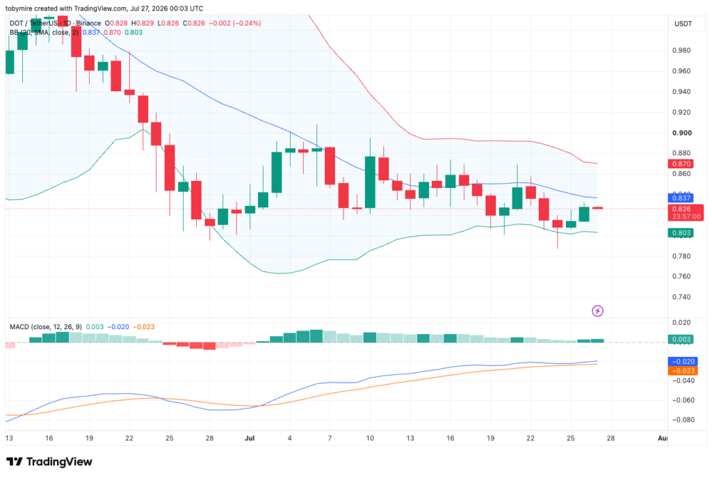 DOT/USDT 1-day price chart