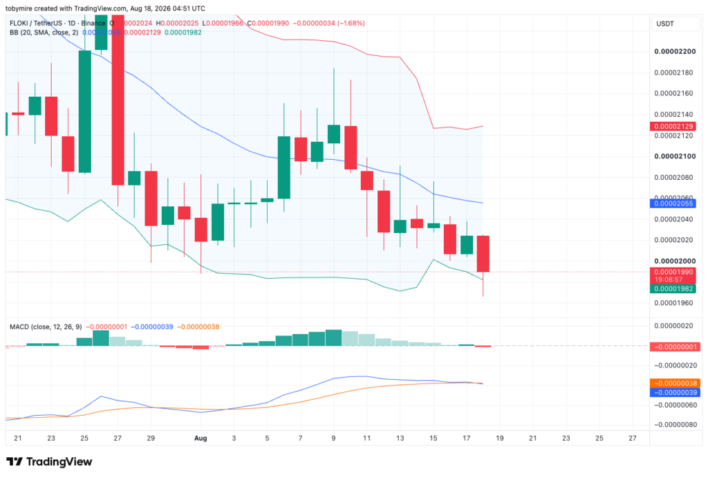 TradingView提供的FLOKIUSDT一日价格图表