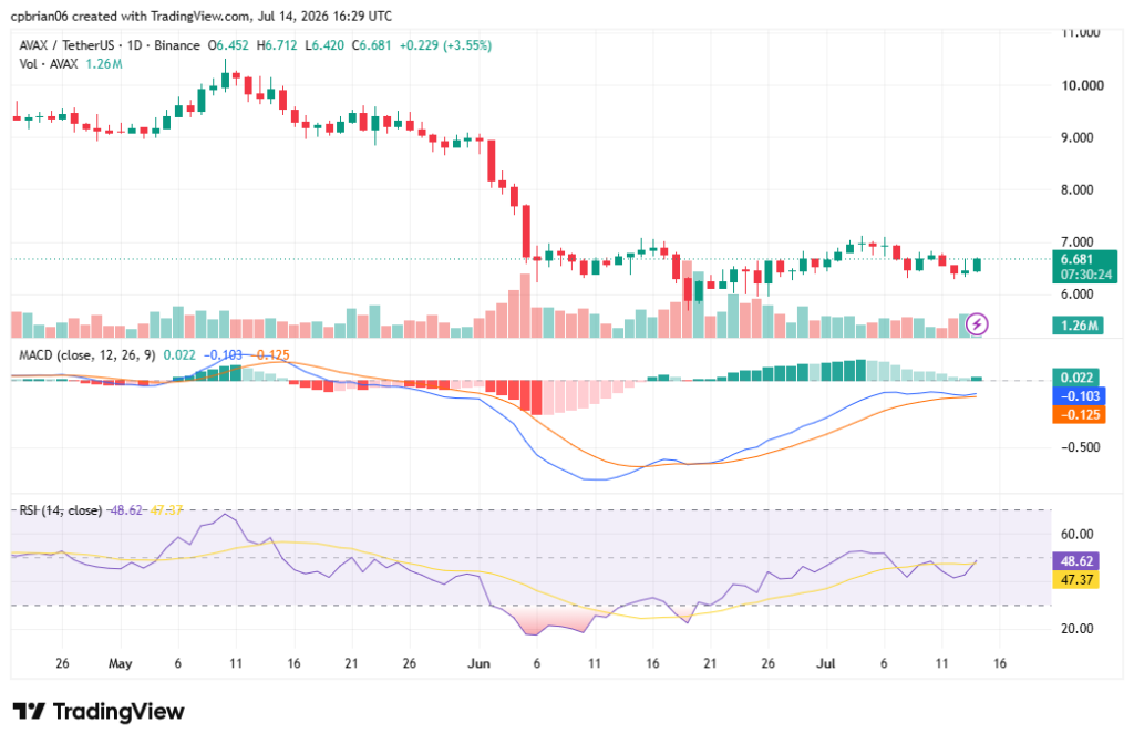 TradingView의 AVAXUSD 차트