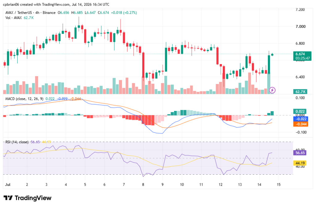 TradingView의 AVAXUSD 차트