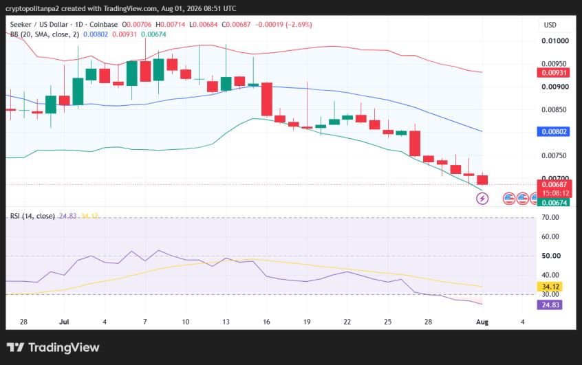 SKR/USD 1-day price chart.