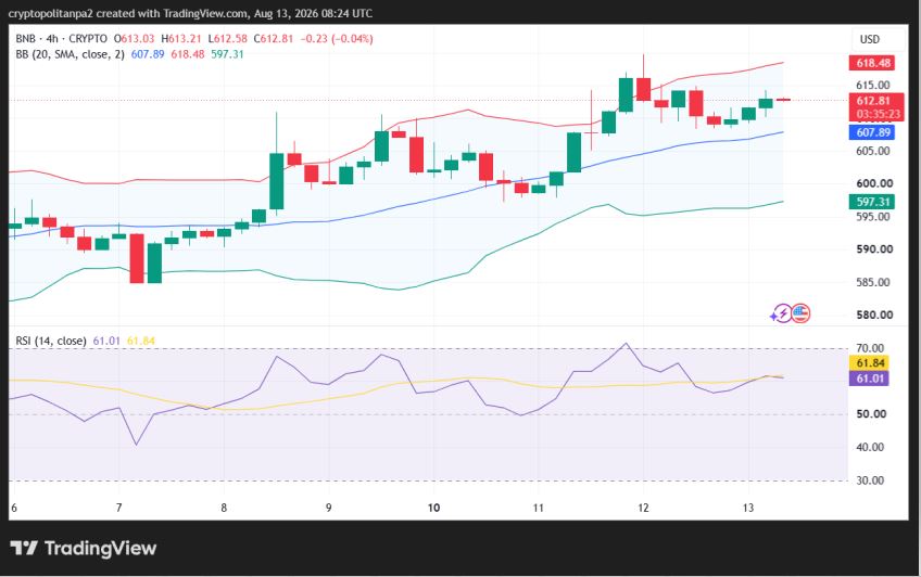 4-часовой график цены BNB/USD.